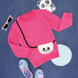 Pantaloons Junior Fuchsia Pink Printed Full Sleeves Sweater-image-35