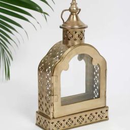 Fabindia Antique Brass Akalpa Metal Cutwork Table Lantern-image-5