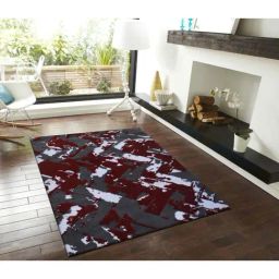Presto Red & Grey Polyester Carpet-14