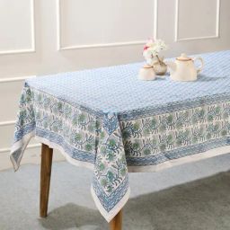 Fabindia Cabana Blue Cotton Printed Table Cloth (4 Seater)-image-38