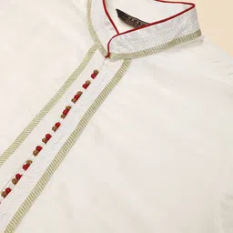 SKAVIJ Men Ethnic Motifs Embroidered Regular Thread Work Dupion Silk Kurta with Churidar & With Dupatta image 2