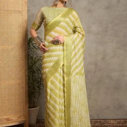 Saree Mall Light Green Linen Self Saree with Blouse Piece-picture-5