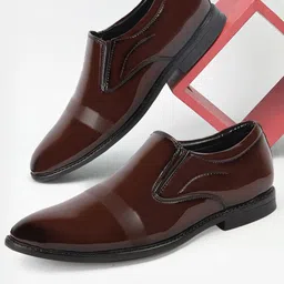 FAUSTO Men Textured Formal Slip-On Shoes-image-74