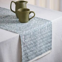 Fabindia Jiera Blue Cotton Hand Block Printed Table Runner-picture-38