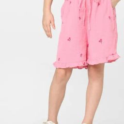 KIDS ONLY Aurora Pink Cotton Embroidered Shorts-image-87