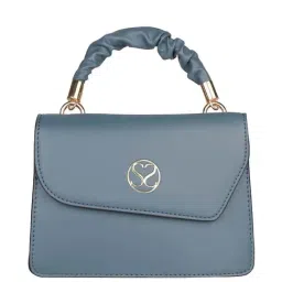 Sugarush Felicia Blue Solid Medium Satchel Handbag-picture-13
