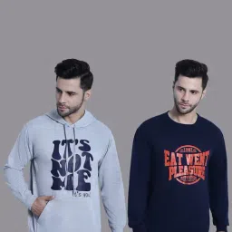 Vimal Jonney Grey & Navy Regular Fit Printed Sweatshirt - Pack of 2-picture-8