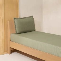 Westside Home Khaki Striped Single Bed Flat Sheet and Pillowcase Set-image-98