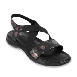 Walkway Women's Black Cross Strap Wedges-image-110