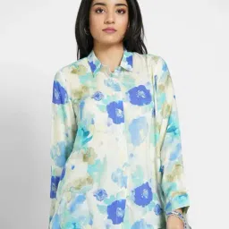 Akkriti By Pantaloons Blue Regular Fit Printed Shirt-picture-21