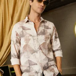 Campus Sutra Beige Regular Fit Printed Shirt-picture-23