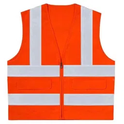 Areevanz 240 GSM Cotton Orange Safety Jacket with 2 Inch High Visible Reflective Line Tape Size- L-42