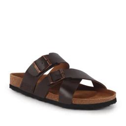 Fausto Men's Brown Cross Strap Sandals-image-27