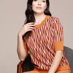 Label Ritu Kumar Chevron Printed Acrylic Pullover-image-58
