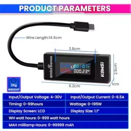 amiciSense 6-in-1 Digital LCD Type-C Charger Tester image 5