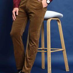 Hancock Cinnamon Brown Cotton Slim Fit Trousers-image-80