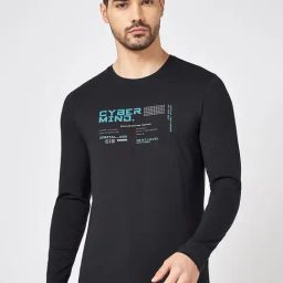 Ajile By Pantaloons Black Cotton Slim Fit Printed T-Shirt-image-90