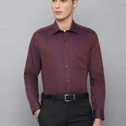 Louis Philippe Maroon Cotton Regular Fit Self Pattern Shirt-image-43