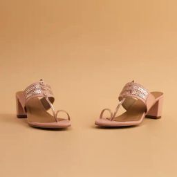 Eridani Women's Inaya Peach Kolhapuri Sandals-picture-31