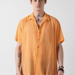 VASTRADO Core Fashion Orange Solid Oversized Shirt-image-52