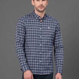 Red Tape Navy Regular Fit Check Shirt-image-21