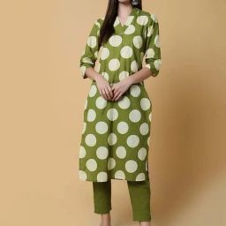 showoffff SHOWOFF Green Cotton Printed Kurta Pant Set-picture-35