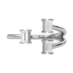 SHINE ETERNAL Lab Grown Diamond 14k (585) White Gold Three Stone Open Ring for Women-picture-10