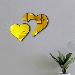 VAH Kya Bat Hai !! 5 - Pcs Yellow Heart Mirror Stickers for Wall-image-30