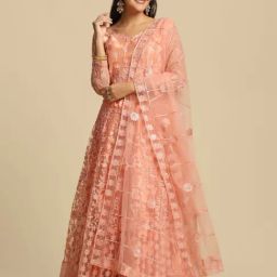 Atsevam Peach Embroidered Semi-Stitched Lehenga Choli Set With Dupatta-picture-39
