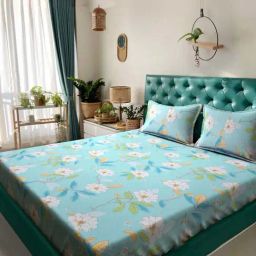 Klotthe Multicolor Cotton Blend 300 TC Double Bedsheet With 2 Pillow Covers-image-49
