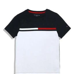 Tommy Hilfiger Kids Bright White Cotton Color Block T-Shirt-image-55