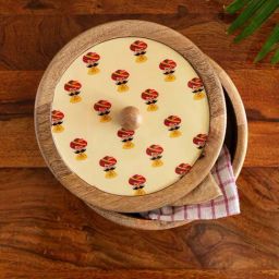ExclusiveLane Mango Wood Rajasthani Folk Musicians Hand-Enamelled Casserole Chapati Box (1.08 L)-image-25