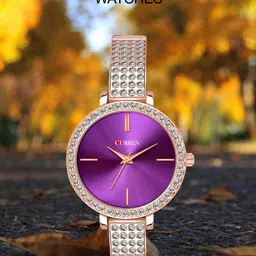 Curren Women Embellished Dial & Stainless Steel Straps Analogue Watch CR-1863-Rs-Purple-image-81