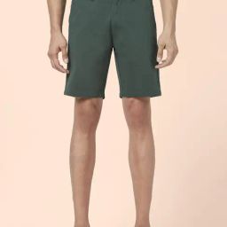 Byford By Pantaloons Dark Green Cotton Slim Fit Shorts-image-22