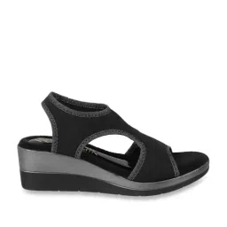 Catwalk Women's Black Ankle Strap Wedges-image-30