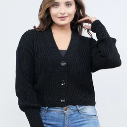 FEVERFEW Women Woollen Crop Cardigan-picture-31