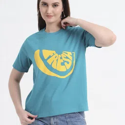 CHARMGAL Typography Printed Round Neck Cotton T-Shirt-image-32