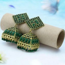 De-Ultimate Green Jhumka Earrings-48