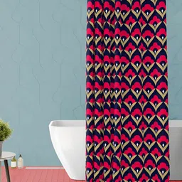 ArtzFolio Navy Blue & Red Printed Waterproof Shower Curtain-11