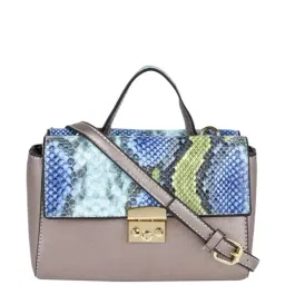 Giordano Value Line Beige & Blue Textured Medium Satchel Handbag-22