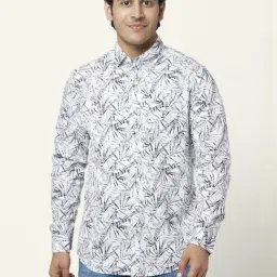 YU by Pantaloons Black & White Cotton Slim Fit Printed Shirt-43