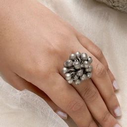 Teejh Selvi Ghungroo Silver Oxidized Ring-image-11