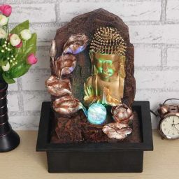 CHRONIKLE Brown & Golden Polyresin Buddha 4 Artistic Steps Waterfall Fountain-image-52