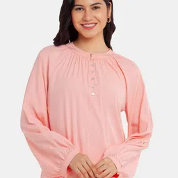 Zink London Women Pink Solid Viscose Rayon Top-image-93