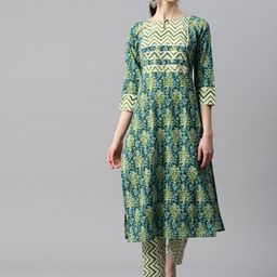 Indibelle Floral Printed Keyhole Neck Straight Kurta-image-88