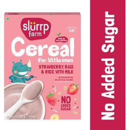 Slurrp Farm Mildly Sweetened with Date Powder, No Added Sugar Instant Cereal | Ragi, Rice and Strawberry with Milk | No Preservatives & No Salt | Made with Multigrain Millets, 200g-70