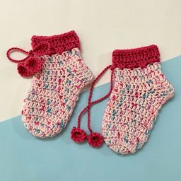 Little Peas Handmade Contrast Border Fusion Woollen Socks - Pink-image-82