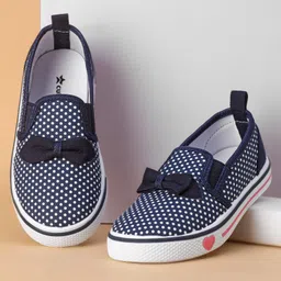 Cute Walk By Babyhug Slip On Casual Shoes Polka Dot With Bow - Blue-picture-47