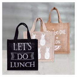 Kuber Industries Lunch Bag  Jute Carry Bag  Lunch Handbag  Lunch Bags for office  Reusable Lunch Bag with Handle  Tiffin Carry Hand Bag  Small  Pack of 3  Multi-50