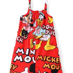 Babyhug Disney Cotton Knit Sleeveless Jumpsuit With Minnie Mouse Print - Red-image-41